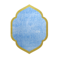 waterverf schilderij blauw en goud kader oosters venster Islamitisch abstract achtergrond in Aziatisch stijl png. png