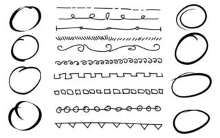 scribble Lines hand drawn vector set. doodle grunge brush stroke lines. isolated on white background. vector illustration