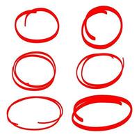 hand drawn set of doodle design elements. red circle scribble. use for website, logo and text. vector illustration