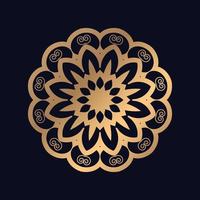 Round elegant gold gradient mandala on black background vector