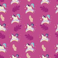 Cute unicorn, and pink background decoration. Seamless repeating pattern texture background design for fashion fabrics, textile graphics, prints etc, vector