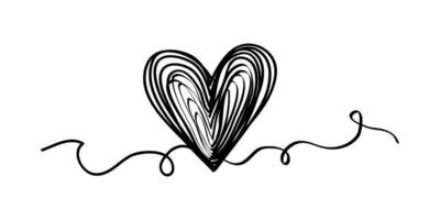 doodle Scribble hearts. hand drawn with thin line. Isolated on white background. Vector illustration