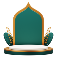 3d geven groen Islamitisch podium Scherm. geschikt voor Ramadan mubarak of eid al-Fitri groet illustratie. png