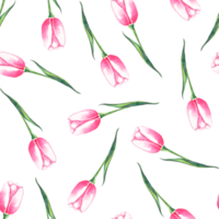 tulipas em aquarela. padrão sem costura png