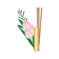 Flower,incense and candle for worship. png