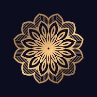 Ethnic gold gradient mandala on black background. Vector. Mandala with floral patterns vector