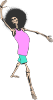 Dancing skeleton in retro style. Easy to use transparent PNG file.