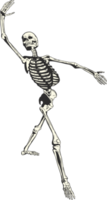 Dancing skeleton in retro style. Easy to use transparent PNG file.