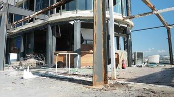 Ruins of a beach bar in barcelona video