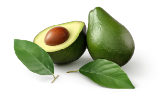 avocado frutta con le foglie e affettato avocado generativo ai png