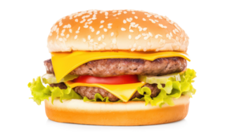 Manzo hamburger su un' trasparente sfondo - ai generato png