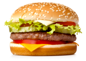 rundvlees hamburger Aan een transparant achtergrond - ai gegenereerd png