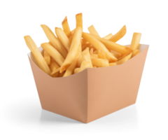 ilustração do francês fritas dentro caixa transparente fundo generativo ai png