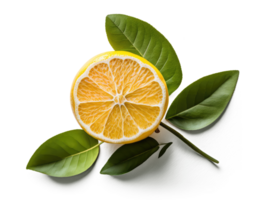 Lemon with Leaves Transparent Background - png