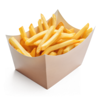 illustration av franska frites i låda transparent bakgrund generativ ai png