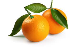 Orange Obst mit Blätter transparent Hintergrund generativ ai png