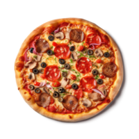 agradável composição fotografia do pizza em uma transparente fundo - generativo ai png
