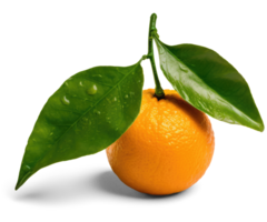 Orange Obst mit Blätter transparent Hintergrund generativ ai png