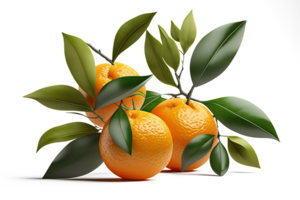 laranja fruta com folhas transparente fundo generativo ai png