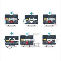 Doctor profession emoticon with credit card cartoon character vector