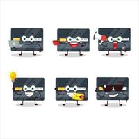 Credit card cartoon character with various types of business emoticons vector