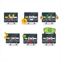 Credit card cartoon character with cute emoticon bring money vector