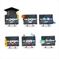 School student of credit card cartoon character with various expressions vector