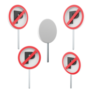 3d rendering parking ban road sign different positionc icon set. 3d render road sign concept icon set. Parking ban. png
