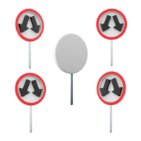 3d rendering go around the obstacle on the left or right road sign different positions icon set. 3d render road sign concept icon set. Go around an obstacle. png