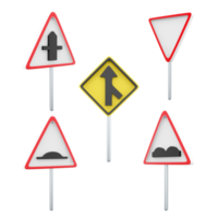 3d rendering give way, intersection with secondary, Artificial unevenness, Minor road junction, rough road sign icon set. 3d render road sign concept icon set. png