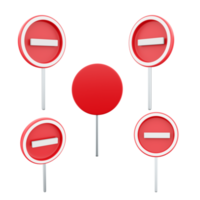 3d rendering No entry road sign different positions icon set. 3d render road sign concept icon set. No entry. png