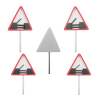 3d rendering drawbridge road sign different positions icon set. 3d render road sign icon set. Drawbridge. png