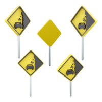 3d rendering No overtaking road sign different positions icon set. 3d render road sign concept icon set. No overtaking. png