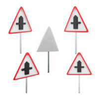 3d rendering secondary road intersection road sign different positions icon set. 3d render road sign concept icon set. Intersection png