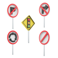 3d rendering no parking, parking ban, traffic light regulation, right turn prohibited, Roundabout road sign icon set. 3d render road sign concept icon set. png