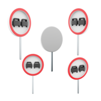 3d le rendu non dépassement route signe différent postes icône ensemble. 3d rendre route signe concept icône ensemble. non dépassement. png