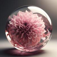 astra flor en un cristal pelota. .creado con generativo ai foto