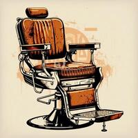 . Retro Vintage Barbershop chair. Can be used for shop decoration. Graphic Art Illustration. photo