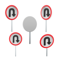 3d rendering U-Turn road sign different positionc icon set.3d render road sign concept icon set. U-Turn. png