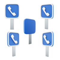 3d rendering telephone road sign different positions icon set, 3d render road sign concept icon set. Telephone. png