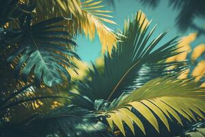 Tropical palm background. Generative AI. photo