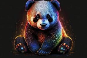 panda en neón colores. generativo ai. foto