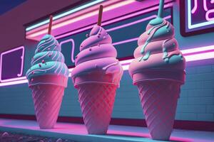 Ice cream in neon colors. . photo