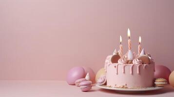 Birthday cake. Copy space, festive background. . photo