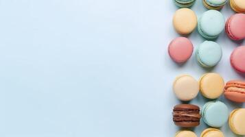 Banner with macarons. Copy space, background. . photo