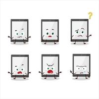 Cartoon character of tablet with what expression vector