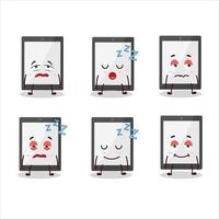 Cartoon character of tablet with sleepy expression vector