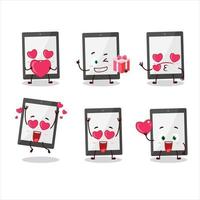 Tablet cartoon character with love cute emoticon vector