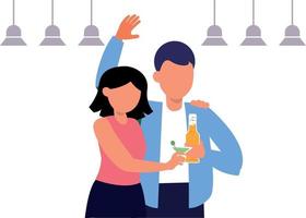 The couple is toasting their wine. vector