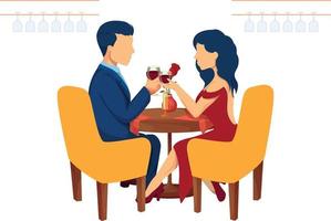 Couple drinking wine romantically. vector